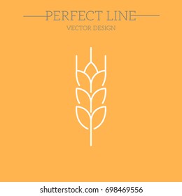 Line style logotype template with wheat
