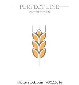 Line style logotype template with wheat