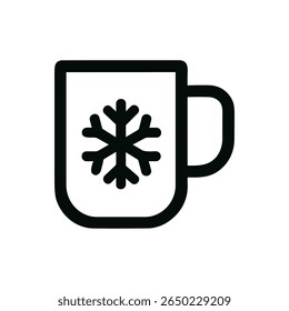 Line Style Minimalist Mug with Snowflake Graphic Element Icon Illustration