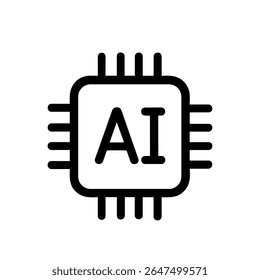 Line Style Modern Artificial Intelligence Chip Circuit Board Icon