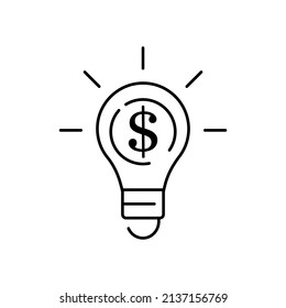 Line Style Money Boom Icon Isolated On White Background. Boycott, Business War, Trade War Icon EPS 10. Bulb Dollar And Idea