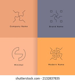 Line style monogram minimal logo designs set. - Vector.