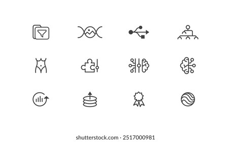 line style multimedia editable icons set audio, video, photo edit