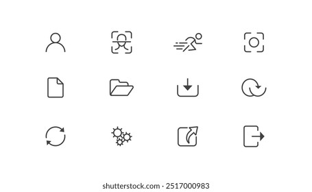 line style multimedia editable icons set audio, video, photo edit