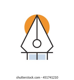  line style Orange pen tool  icon