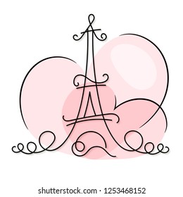 Line style Paris city skyline. Simple modern minimalistic style vector illustration.