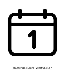 Calendario redondeado de estilo de línea con elemento de icono del primer día