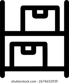 Line Style Simple Shelf with Boxes Icon Symbol Stock Element