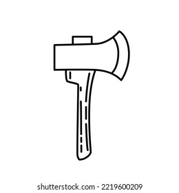 Line style single camping axe vector illustration isolated on white background