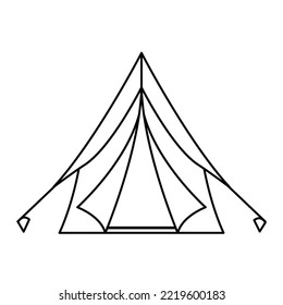 Line style single camping tent vector illustration isolated on white background