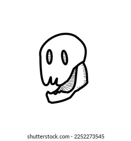 line style skull vector design on white background