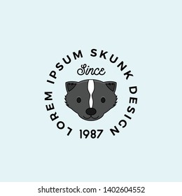 Line Style Skunk Face with Retro Typography. Abstract Vector Sign, Symbol or Logo Template. Cartoon Silhouette. Isolated.