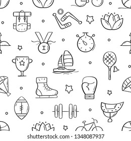 Line style sport pattern. Doodle seamless background. The modern and light pattern is ideal for promotional products, textiles, websites, identity, packaging and more