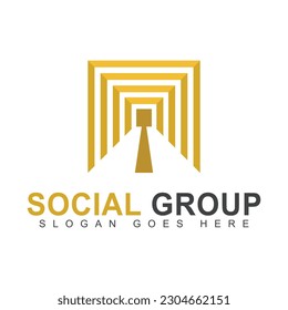 Line style square logo vector design template.