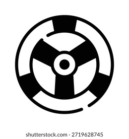 Lenkradsymbol im Linienstil für Mechanik und Fahrzeugdesign.