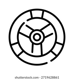 Lenkradsymbol im Linienstil für Mechanik und Fahrzeugdesign.