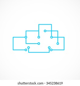 Line style technology cloud background. Vector illustration