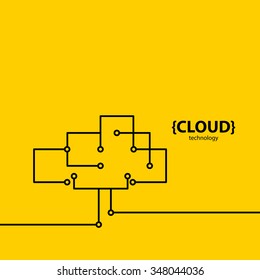 Line style technology cloud background. Vector illustration