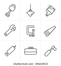 Line Style Tools and Construction Icon Set