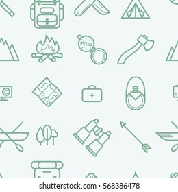 Line Style Travel Pattern. Vector Illustration of Tourism.