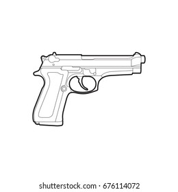 Powerful Pistol Gun Silhouette Pistol Illustration Stock Vector ...