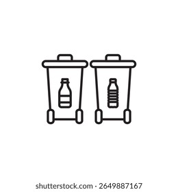 Line style vector icon representing waste sorting, perfect for eco and recycling themes.