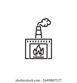 Line style vector icon representing incineration, perfect for eco and recycling themes.