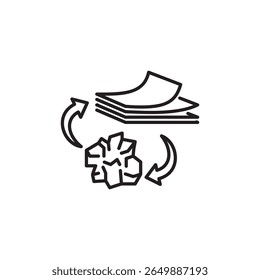 Icono de Vector de estilo de línea que representa el reciclaje de papel, perfecto para temas ecológicos y de reciclaje.