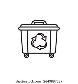 Icono de Vector de estilo de línea que representa el tanque de basura, perfecto para temas ecológicos y de reciclaje.