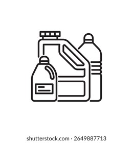 Icono de Vector de estilo de línea que representa el reciclaje de botellas de plástico, perfecto para temas de eco y reciclaje