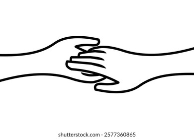 Line style vector illustration design of human hand holding hand gently