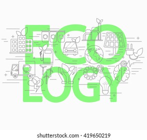 Line style vector illustration design concept of ecology. 