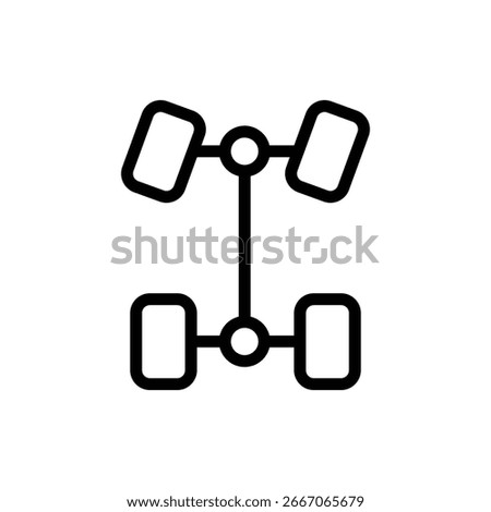 A line style vector illustration of a four-wheel-drive icon.