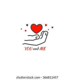 Line style vector illustration. Happy Valentine's day decorative element for greetings card, labels, badges, illustrations, banners, flyers and other types of design.