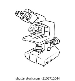 Line style vector illustration of microscope. Logo of microscope. Vector illustration