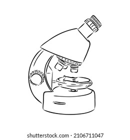 Line style vector illustration of microscope. Logo of microscope. Vector illustration
