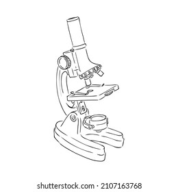 Line style vector illustration of microscope. Logo of microscope. Vector illustration