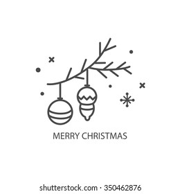 Line style vector illustration. Winter holiday decorative element for your design.