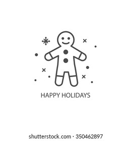 Line style vector illustration. Winter holiday decorative element for your design.