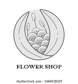 Line style vector logo with beautiful flowers. Branding design element - isolated and easy to use. 