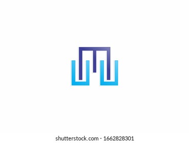 line style vector logo design template. Blue line logo concept 