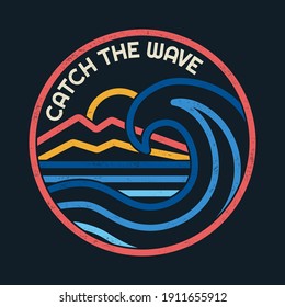 Line style vector Surfing badges with surfing slogans. For t-shirt prints, posters and other uses.