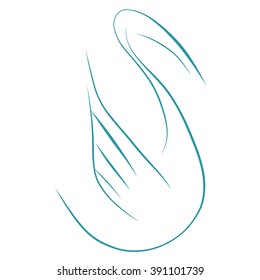 line style Vector of a  swan on a white background.