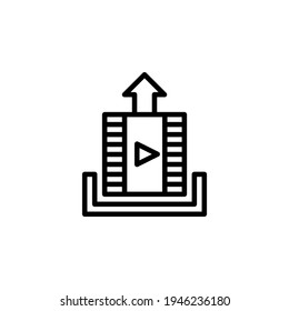 Line style video uploader icon. Vector