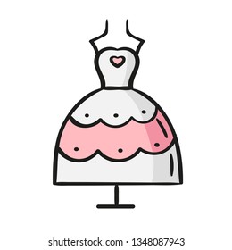 Line style wedding dress icon. Hand drawn modern icons set