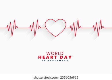 line style world heart day medical poster with heartbeat design vector