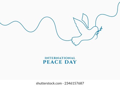 line style world peace day background with flying dove and olive branch vector