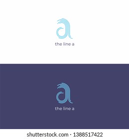 A line styled letter A logo sign on light and dark background.