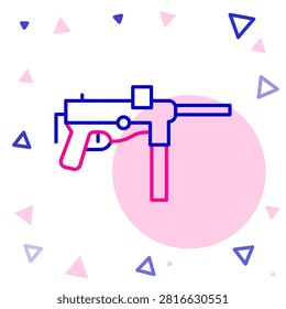 Line Submachine gun M3, Grease gun icon isolated on white background. Colorful outline concept. Vector