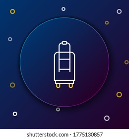 Line Suitcase for travel icon isolated on blue background. Traveling baggage sign. Travel luggage icon. Colorful outline concept. Vector